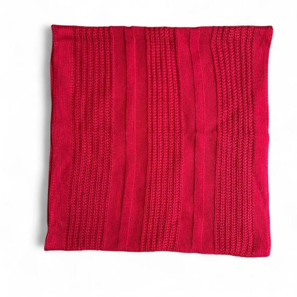Accessories - Unisex Red Cotton Knit Infinity Scarf, Tunnel Neck